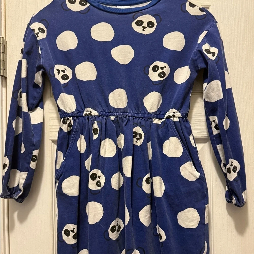 Hanna Andersson Panda Print Balloon Sleeve Dress In Cotton Jersey
